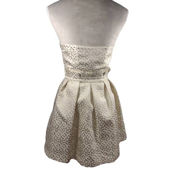 Vintage Betsey Johnson White Gold Polka Dot Strapless Cocktail Party Dress Size4 - Picture 3 of 16
